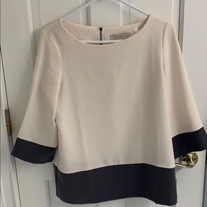 LOFT Cream and Black Blouse